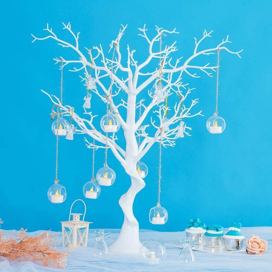 Centro de mesa navideño árbol blanco