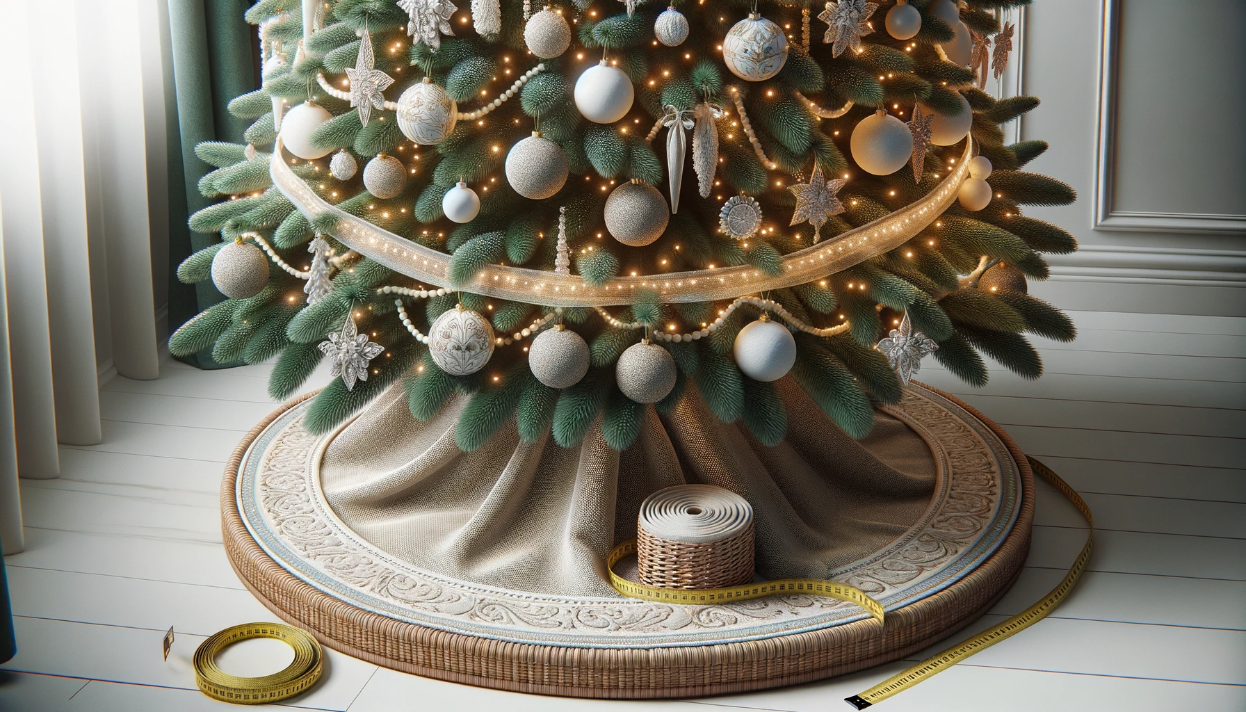 árbol de navidad con una falda para cubrir la base