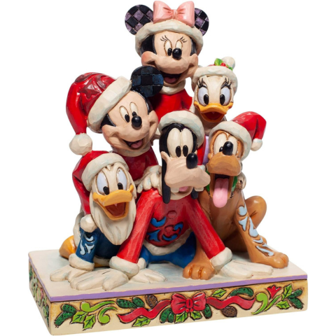 Figura navideña de Minnie, Mickey, Pluto, Donald, Daisey y Goofy