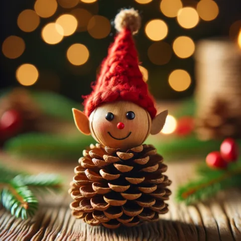 Cómo hacer un elfo de Navidad con piña de pino seca